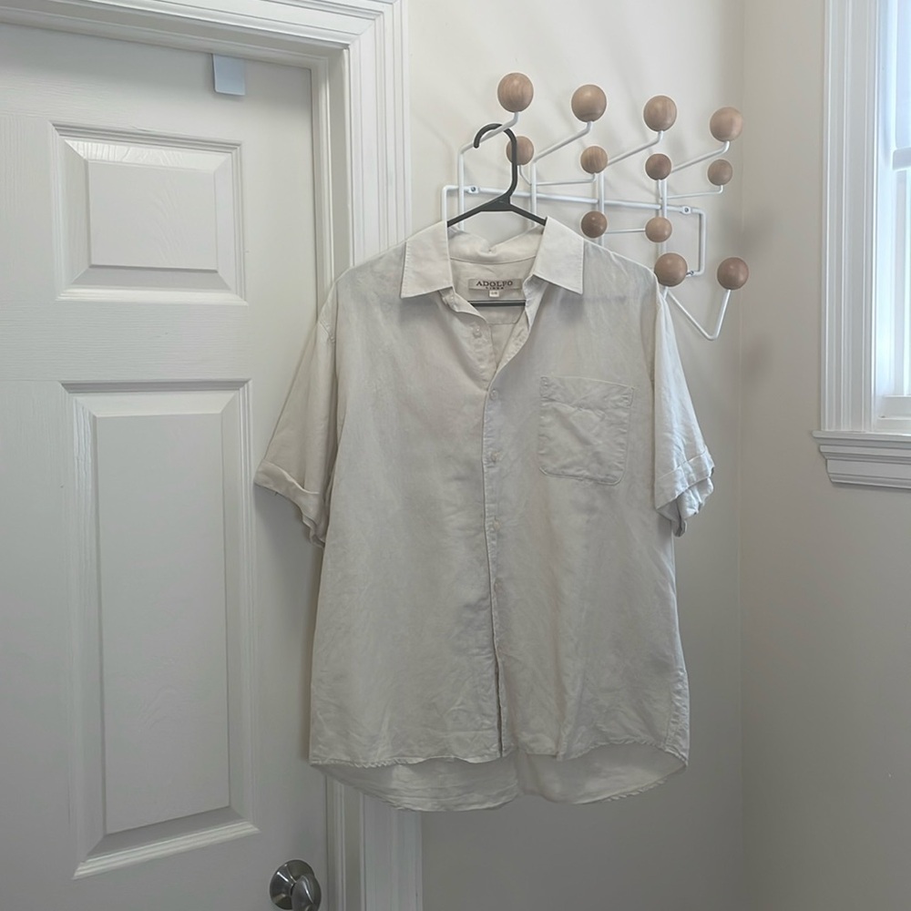 Adolf Linen - Short Sleeve Button Down - Neutral Cream - L